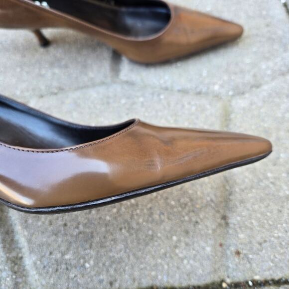 Prada pointed toe heels EU Womens Sz 37.5, ~ US 7.5 In Brown Italy Made - Picture 6 of 16